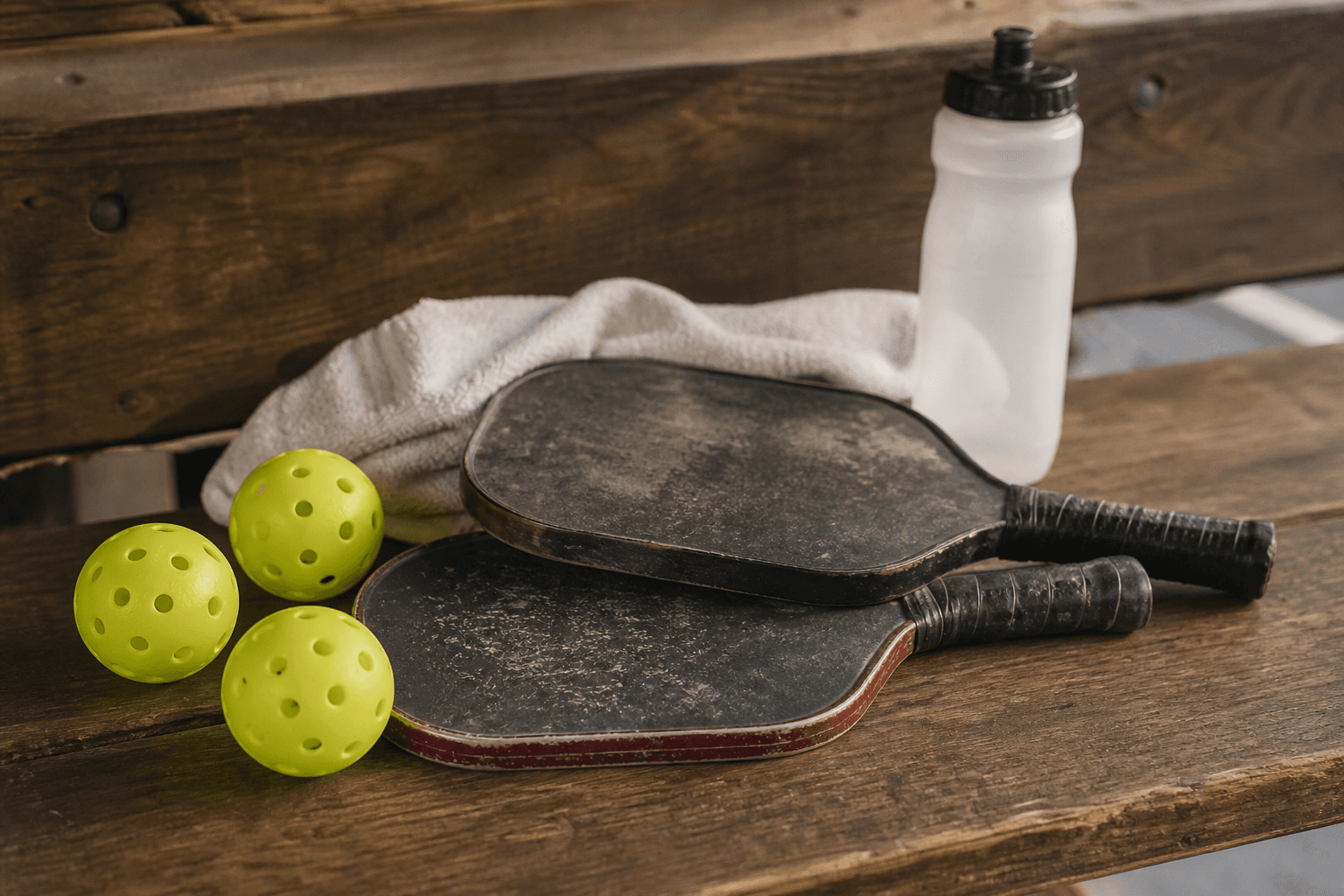 Pickleball paddles and balls
